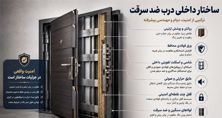 ساختار داخلی درب ضد سرقت و اجزای آن