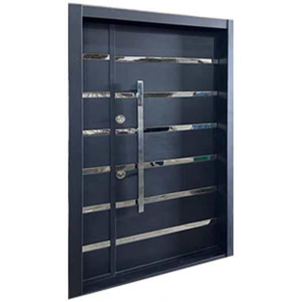 درب ضد سرقت رویه فلز مدرن یک و نیم لنگه با زوار استیل