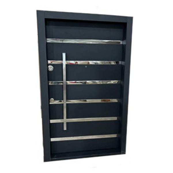 درب ضد سرقت رویه فلز مدرن مشکی با استیل کروم